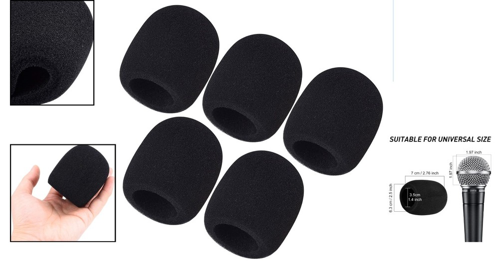 Soft Foam Windscreen Set for Handheld Microphones - 5 Pack Essentials