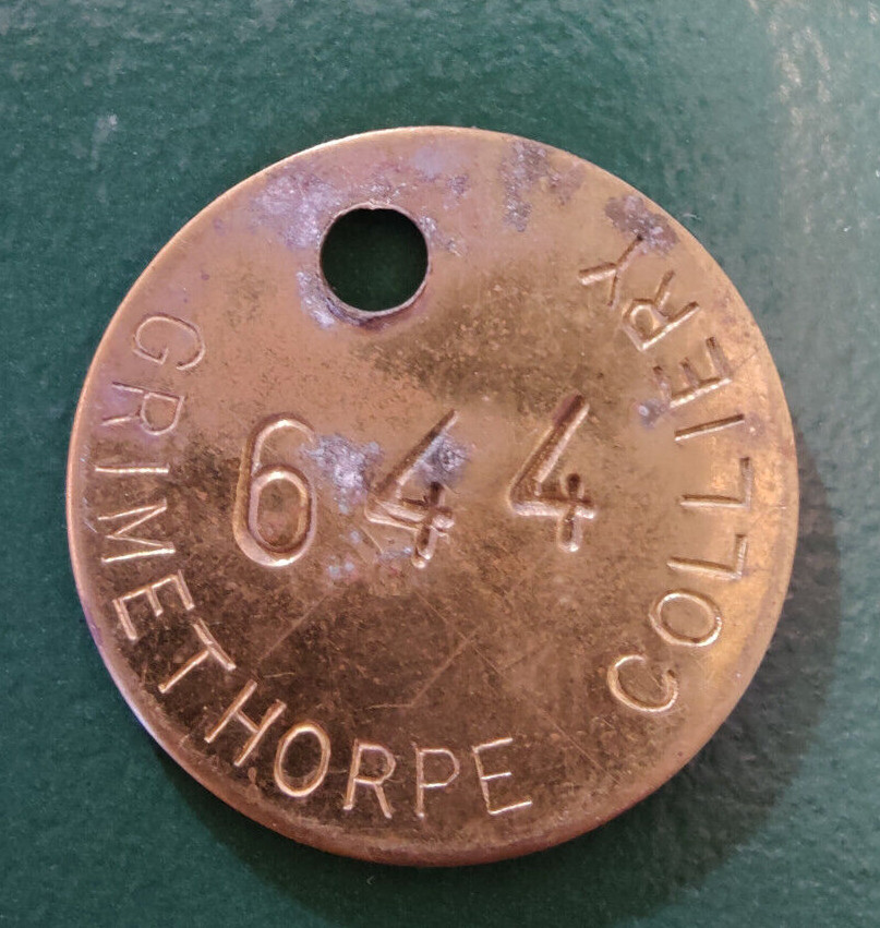 GRIMETHORPE Colliery Pit Check Tally - marked GRIMETHORPE COLLIERY 644