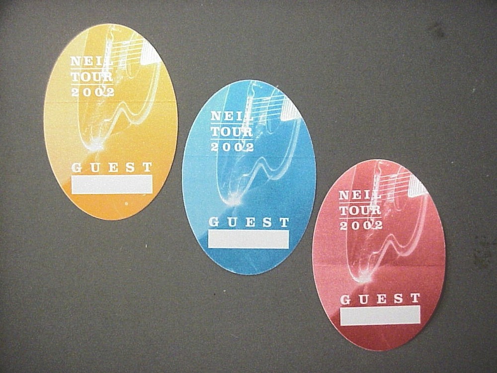 Neil Young satin cloth backstage passes 3 ovals 2002