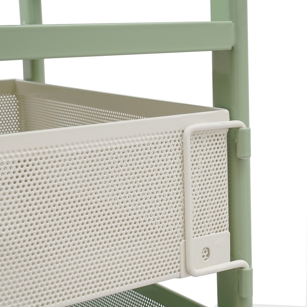 Rotating Storage Rack, Kitchen Organizer With Rotating Basket, Green+White