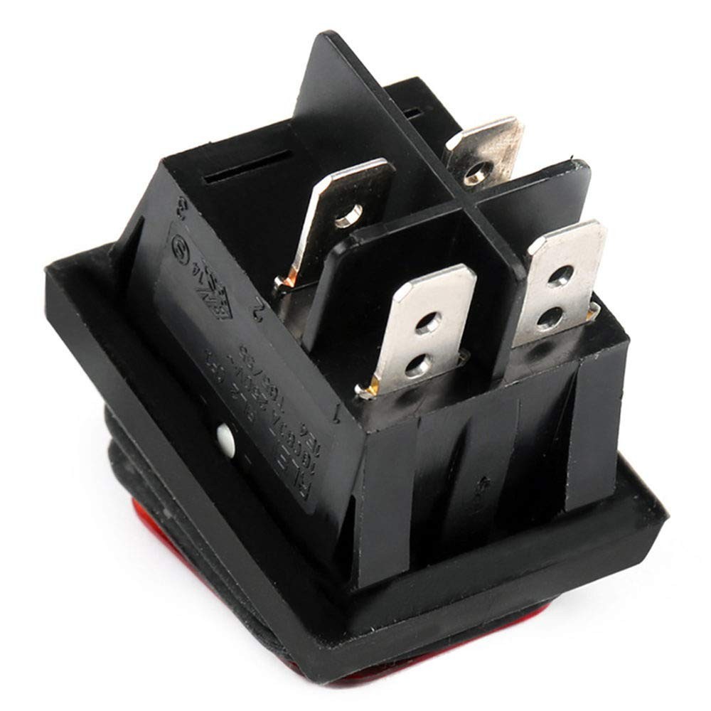 Red Button Illuminated Rectangular Rocker Switch for Waterproof Application