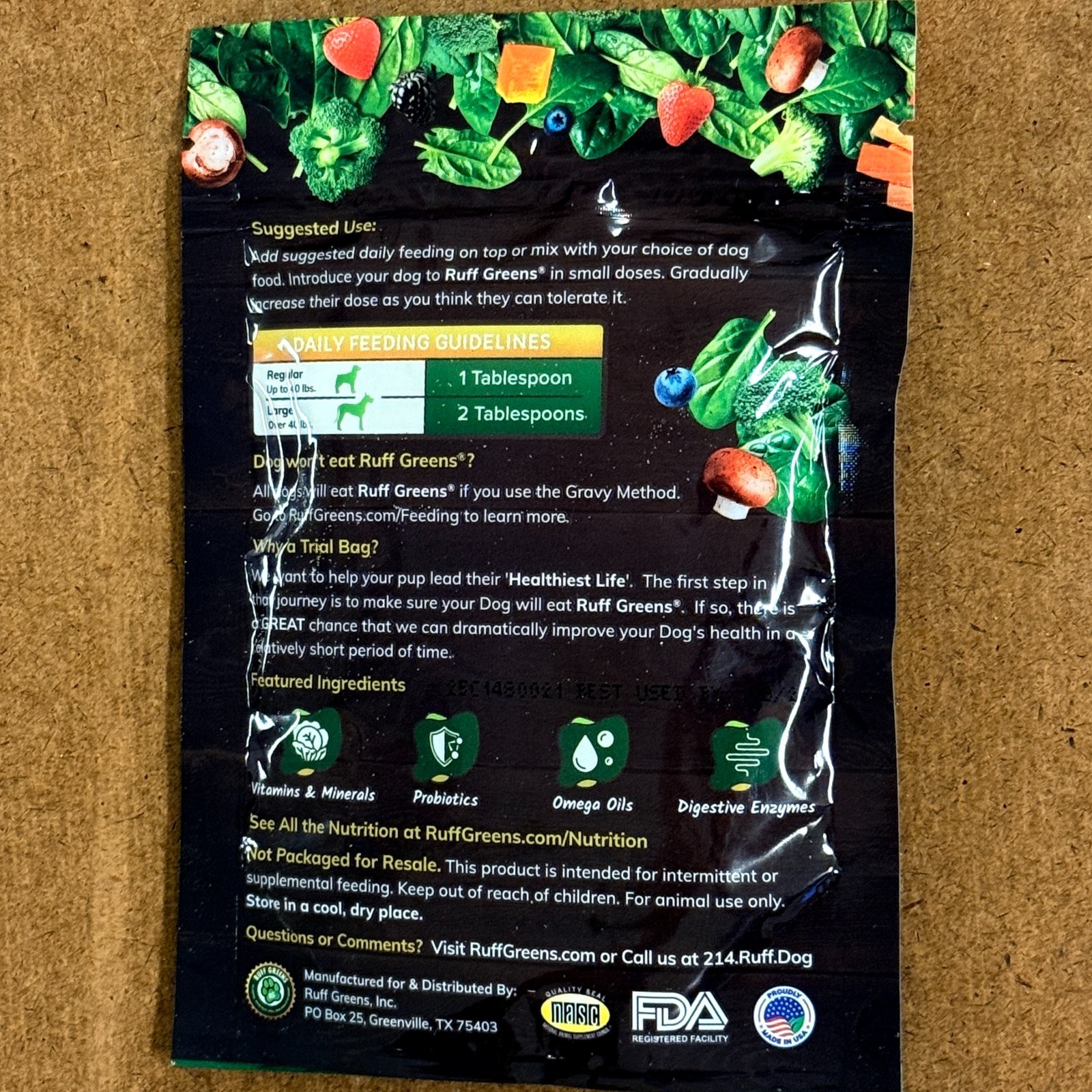 Ruff Greens VitaSmart - Dog Food Topper & Joint Supplement - 2.47oz