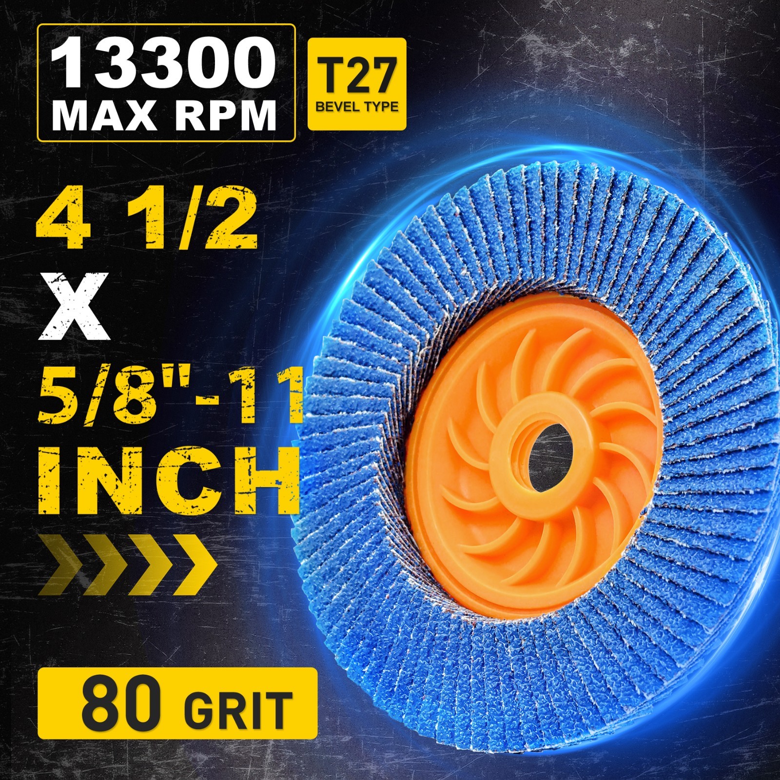 40PCS 4.5" Flap Discs 80 Grit Zirconia Angle Grinder Tool-Free Metal Grinding