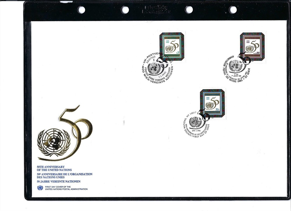 1995 50th Anniversary Large FDC (All Three Offices) UNPA Cachet