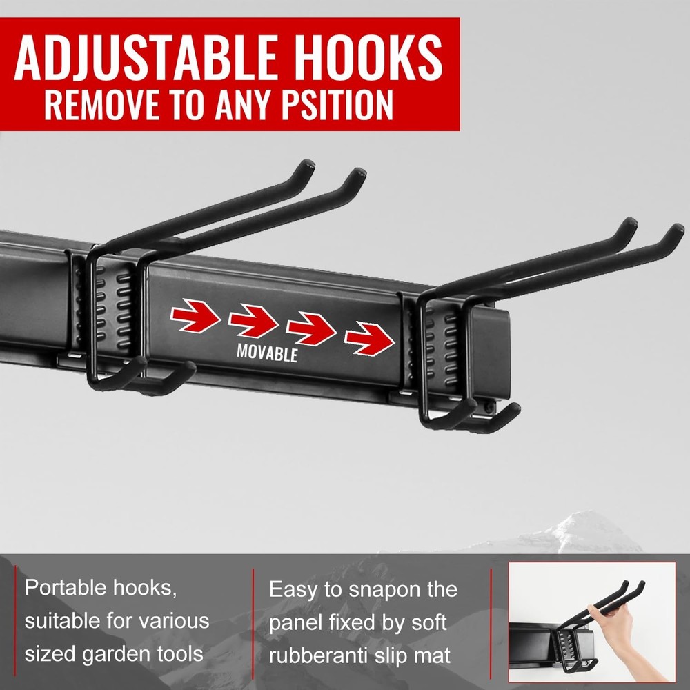 Garage Tool Organizer Wall Mount - Heavy Duty 48" Storage Rack with 6 Adjusta...