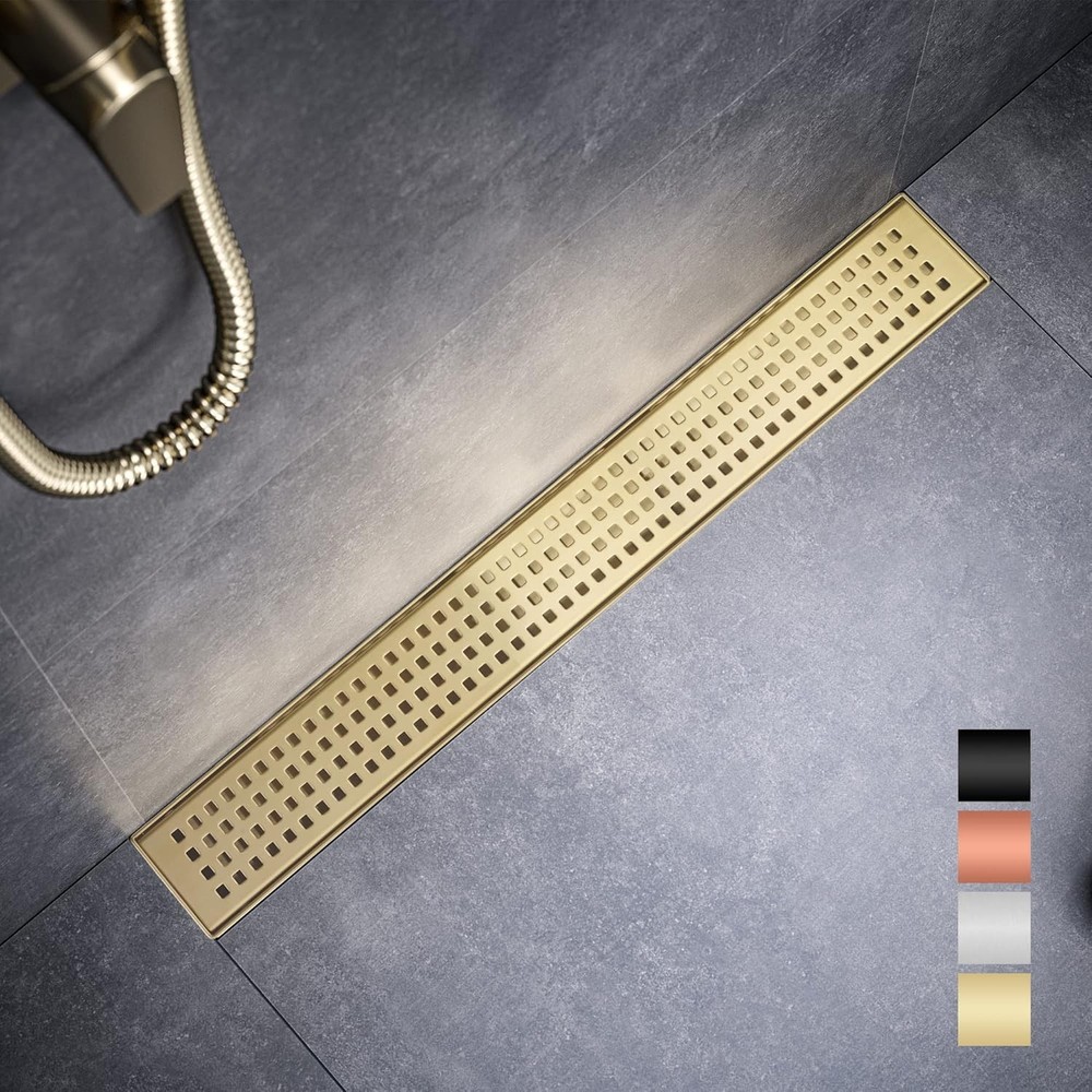 Linear Shower Drain 36 Inch Rectangular, Brushed Gold Shower Drain (1112)