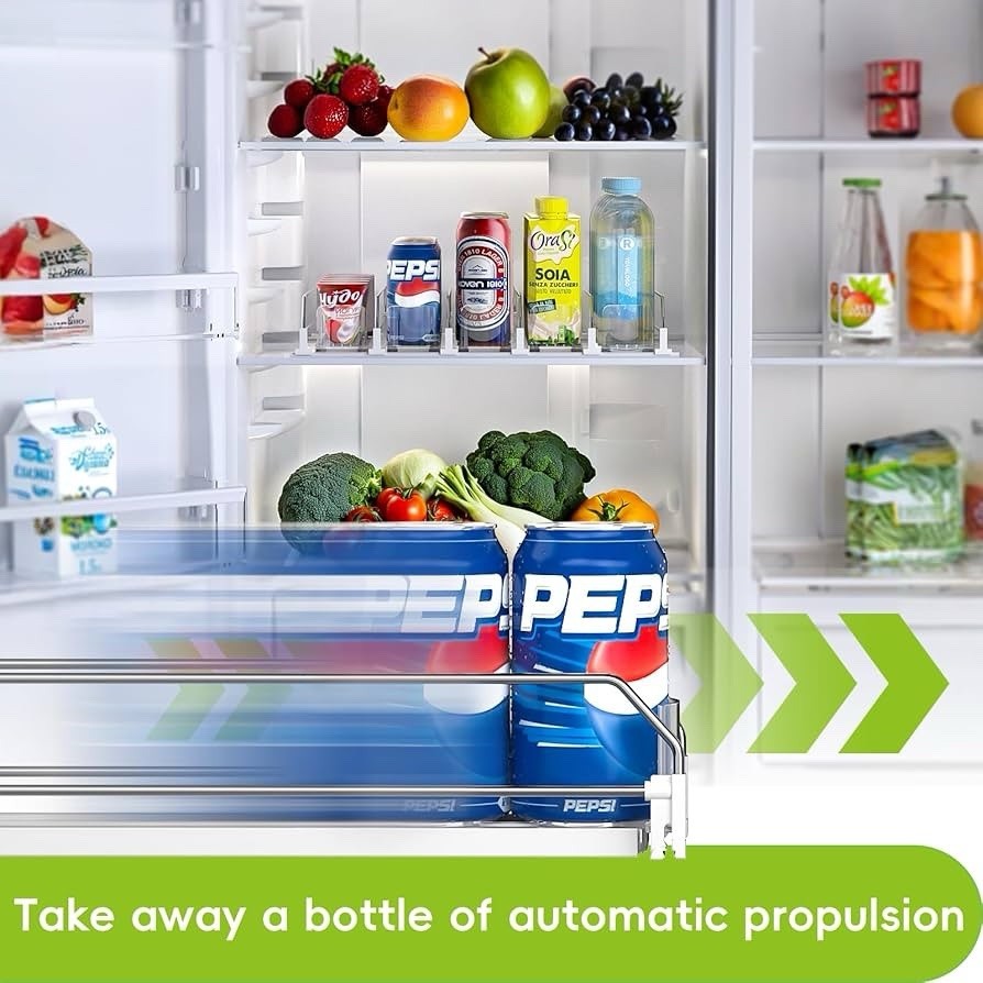 Soda Can Dispenser for Refrigerator,Self-Pushing Drink Organizer 5 Row (15.1D)