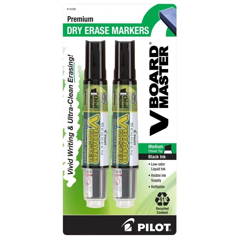 Pilot Vboard Master Medium Chisel Tip BLACK Dry Erase Marker