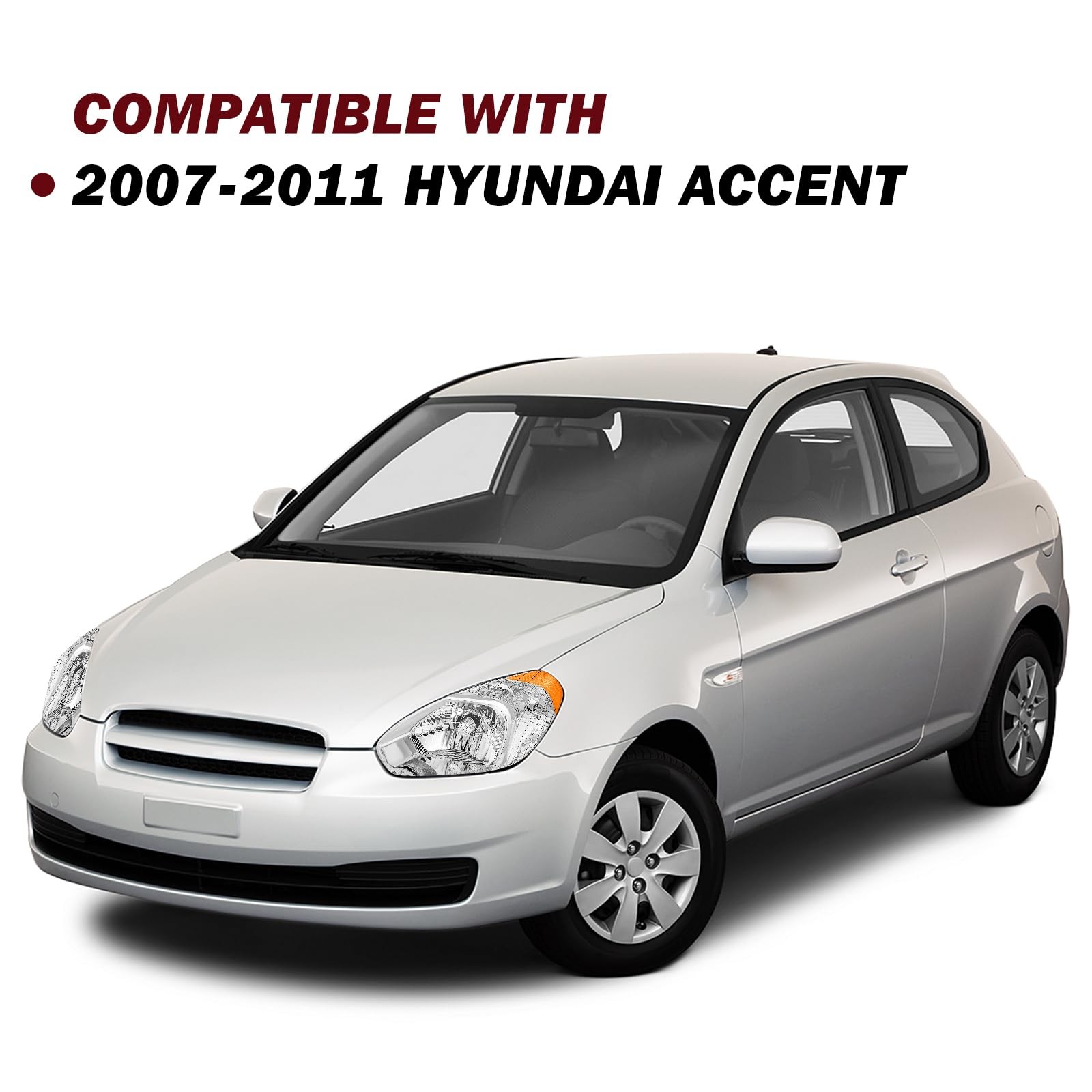 Headlight Assembly Compatible with 2007-2011 Hyundai Accent Replacement