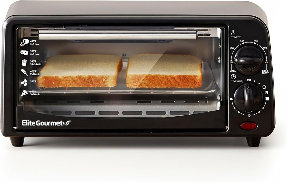 Portable Toaster Oven, Adjustable Temp & Timer, Black
