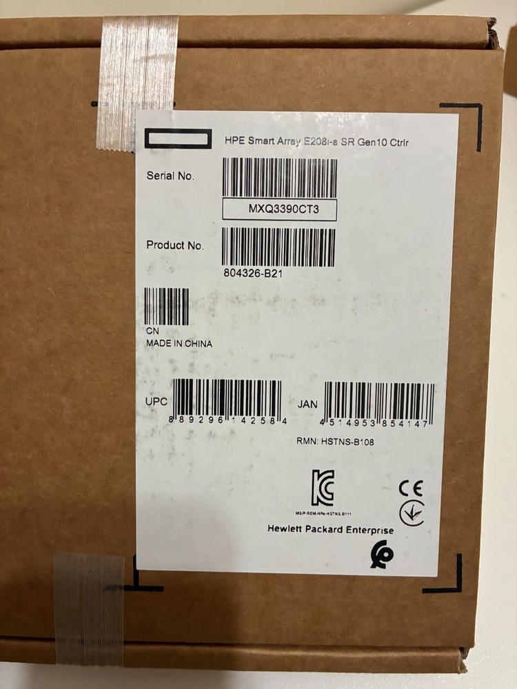 NEW - IN BOX - HPE Smart Array E208i-A SR Gen10 12Gb/s SAS Controller 804326-B21