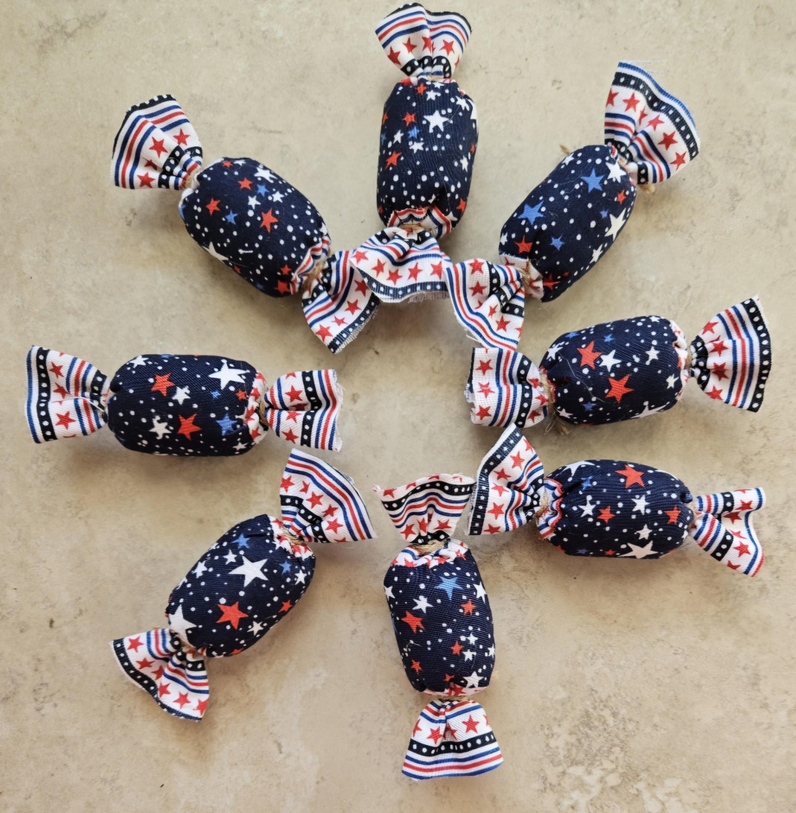 Bowl Filler Americana Patriotic Ornie Fabric 8 Pcs Candy Tier Tray Fabric Decor