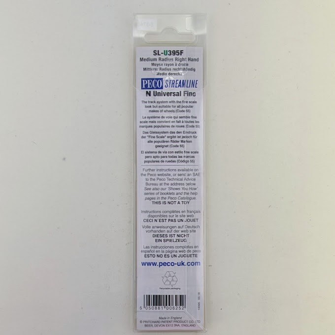 PECO SL-U395F N Scale Unifrog Medium Radius Right Hand Turnout Code 55