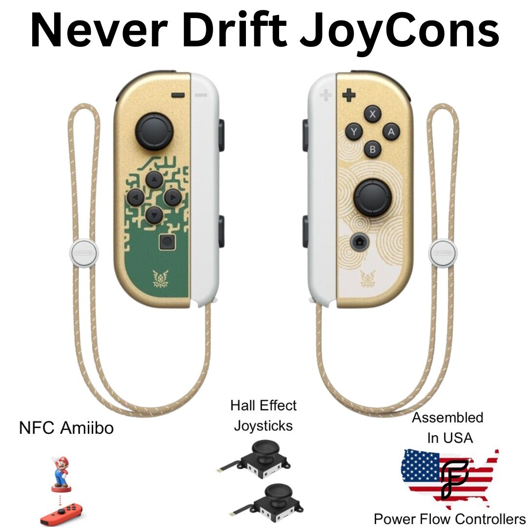 Nintendo Switch/OLED Hall Effect Never Drift Wireless JoyCons -With Wrist Straps