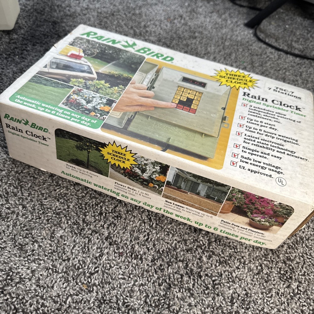Rainbird Rain Clock Model TSC-7 7Station Sprinkler Irrigation Timer Controller