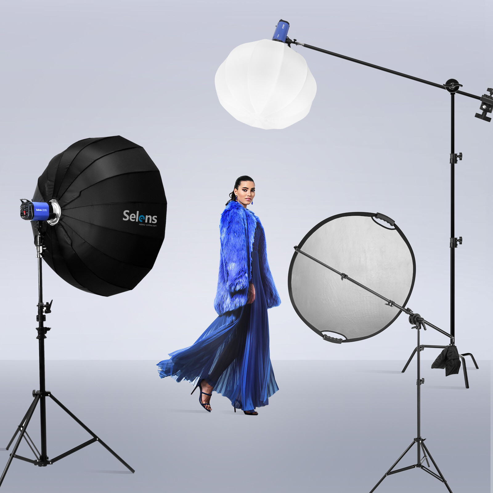 Selens 6.5FT Light Stand Photo Studio Reflector Holder Boom Arm + Sand Bag