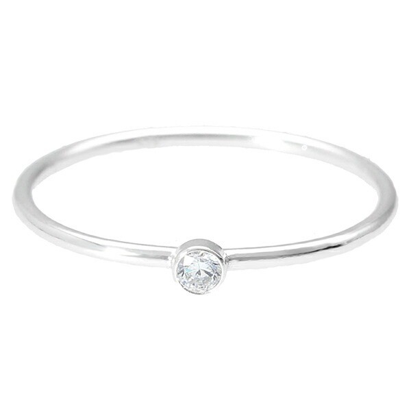 Ultra Thin Zirconia Sterling Silver 925 Ring (Size 9), Stackable