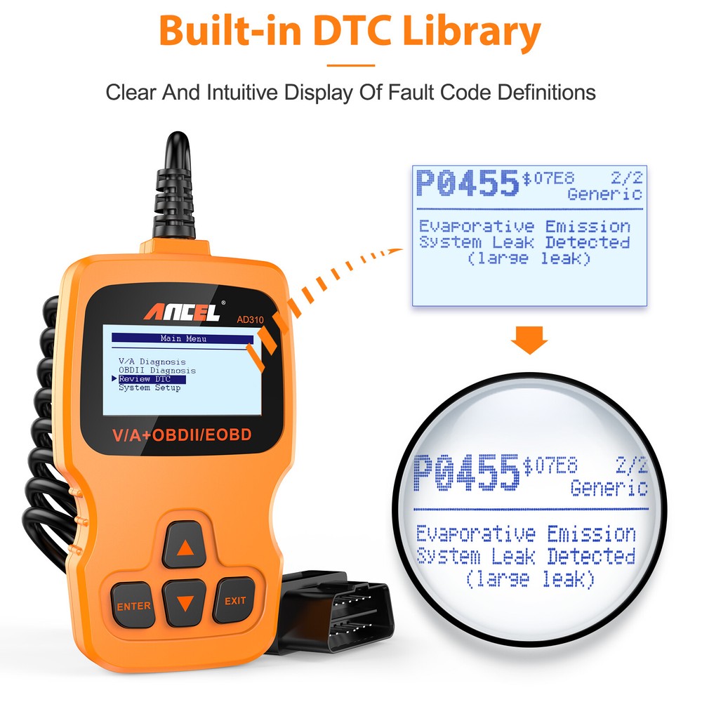Ancel AD310 Code Reader OBD2 Scanner Car Diagnostic Tool Check Engine Fault