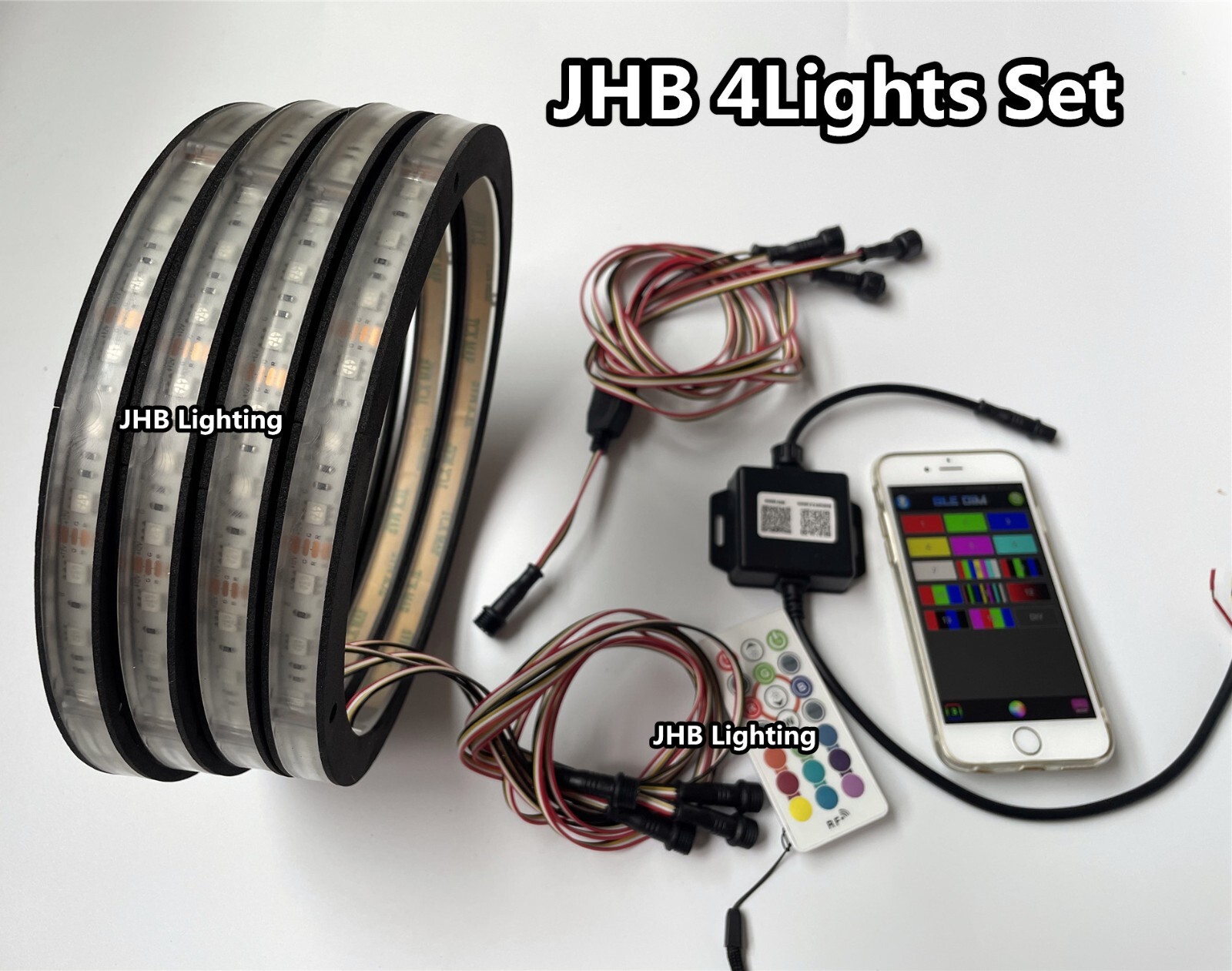 Set (4) 6.5"RGB Color Change LED Car Truck Sound Subs Audio Speaker Rings Lights