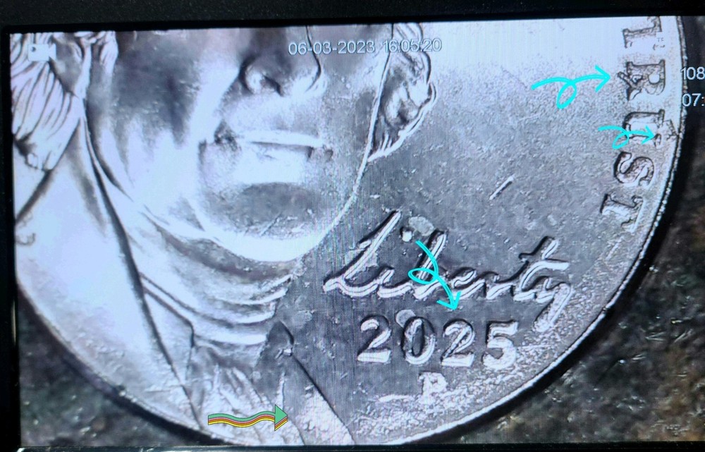 2025 P Jefferson Nickel Uncirculated Errors Obverse DW Initials Are Filled