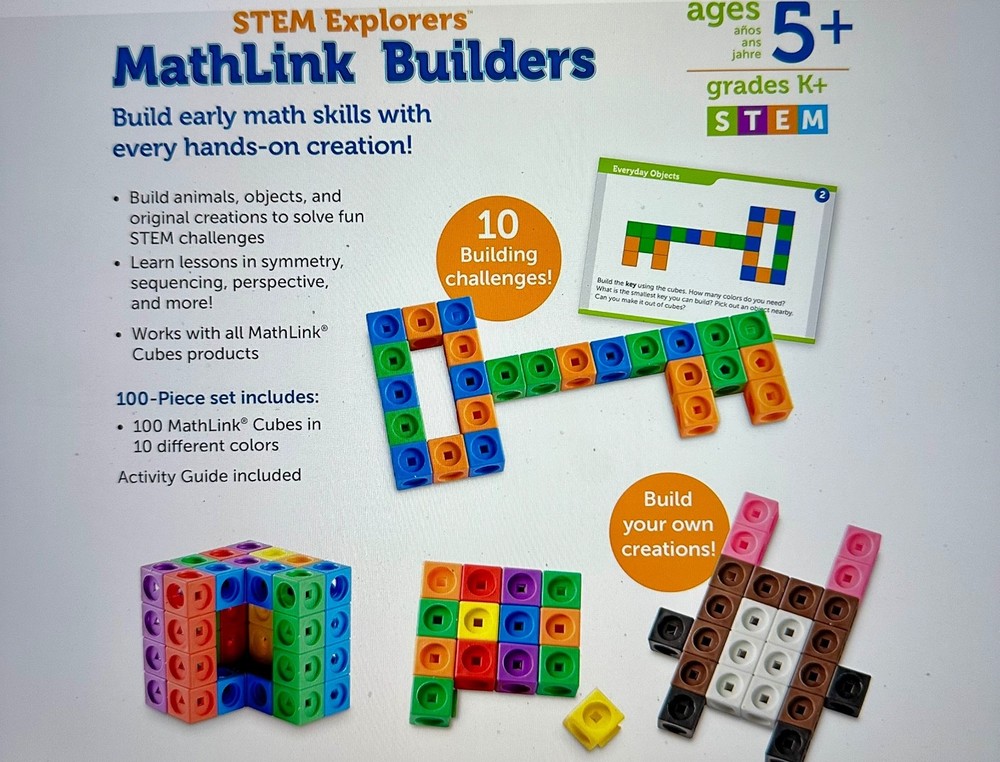 STEM Explorers Mathlink Builders Set - 100 Linking Cubes for Ages 5+