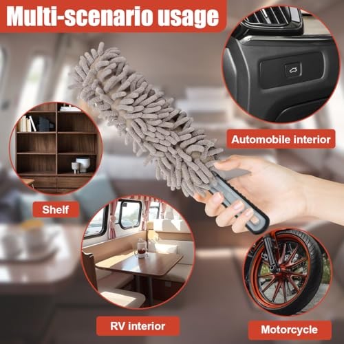 Car Interior Duster, No Scratch Microfiber Cleaning Brush with Camel