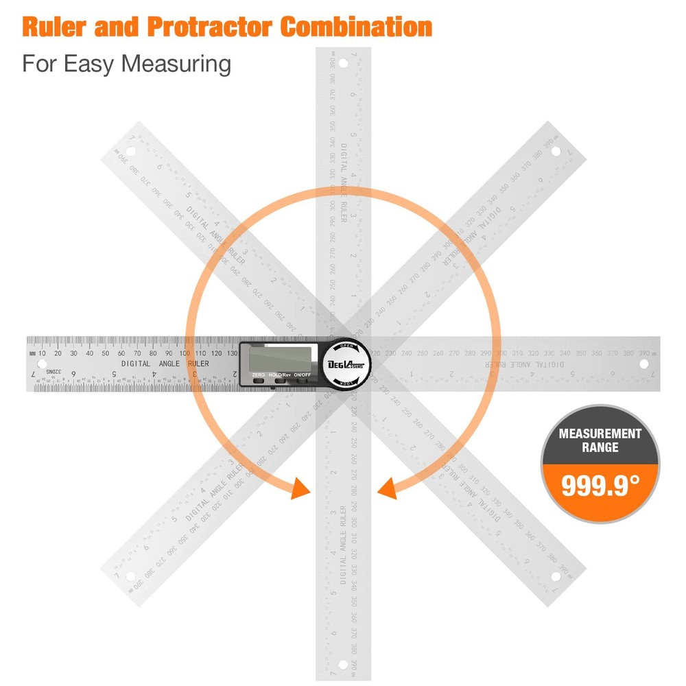 Digital Angle Finder Protractor, Digital Protractor 7inch/200mm Stainless Ste...