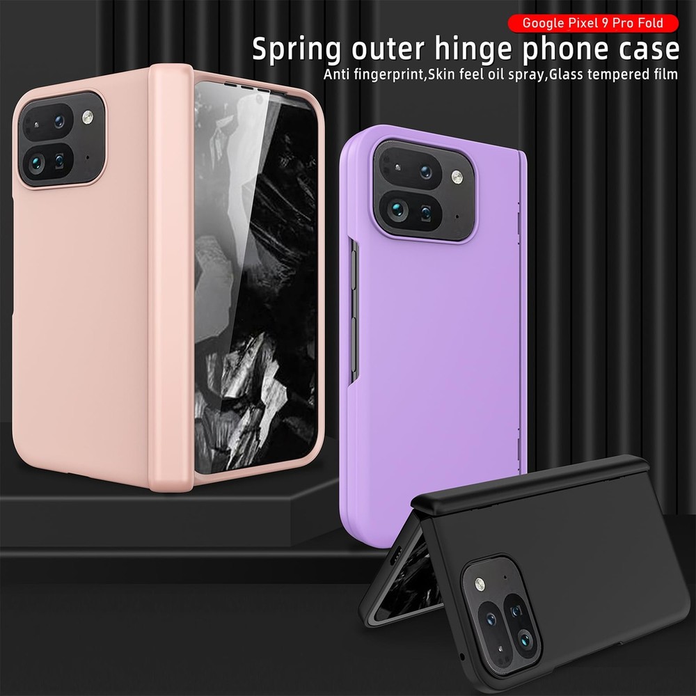 Woluki Pixel 9 Pro Fold Case Spring Hinge Built-in Screen Protector Hard PC