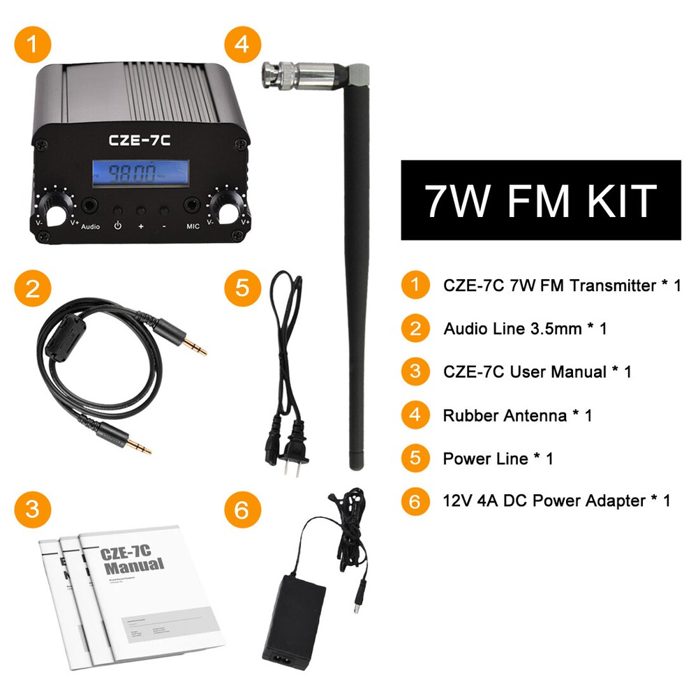 Fm Transmitter For Broadcast radio 7W Fm Transmitter + Short Antenna Kit Sale
