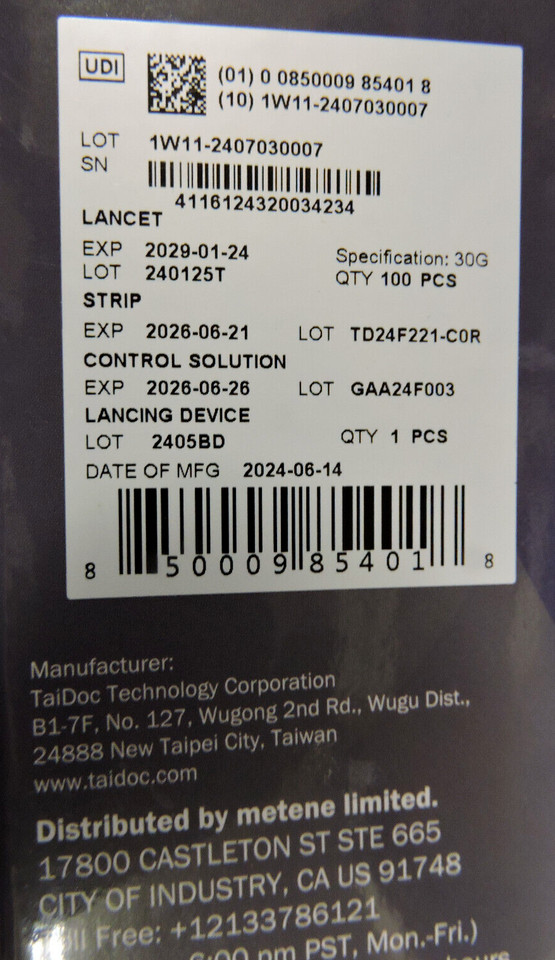 2026 NEW Metene TD-4116 Blood Glucose Monitor / 100 Strips 100 Lancets /Complete