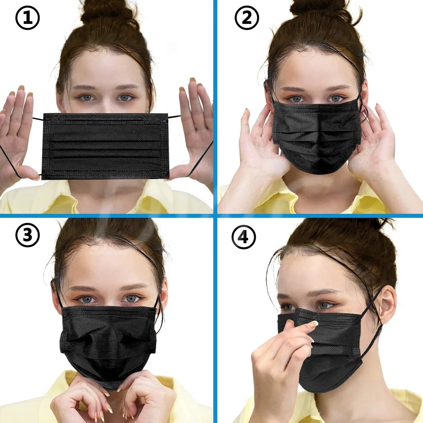 100PCS Black Disposable Face Mask Ear-loop Mouth Cover USA Seller Fast Shipping