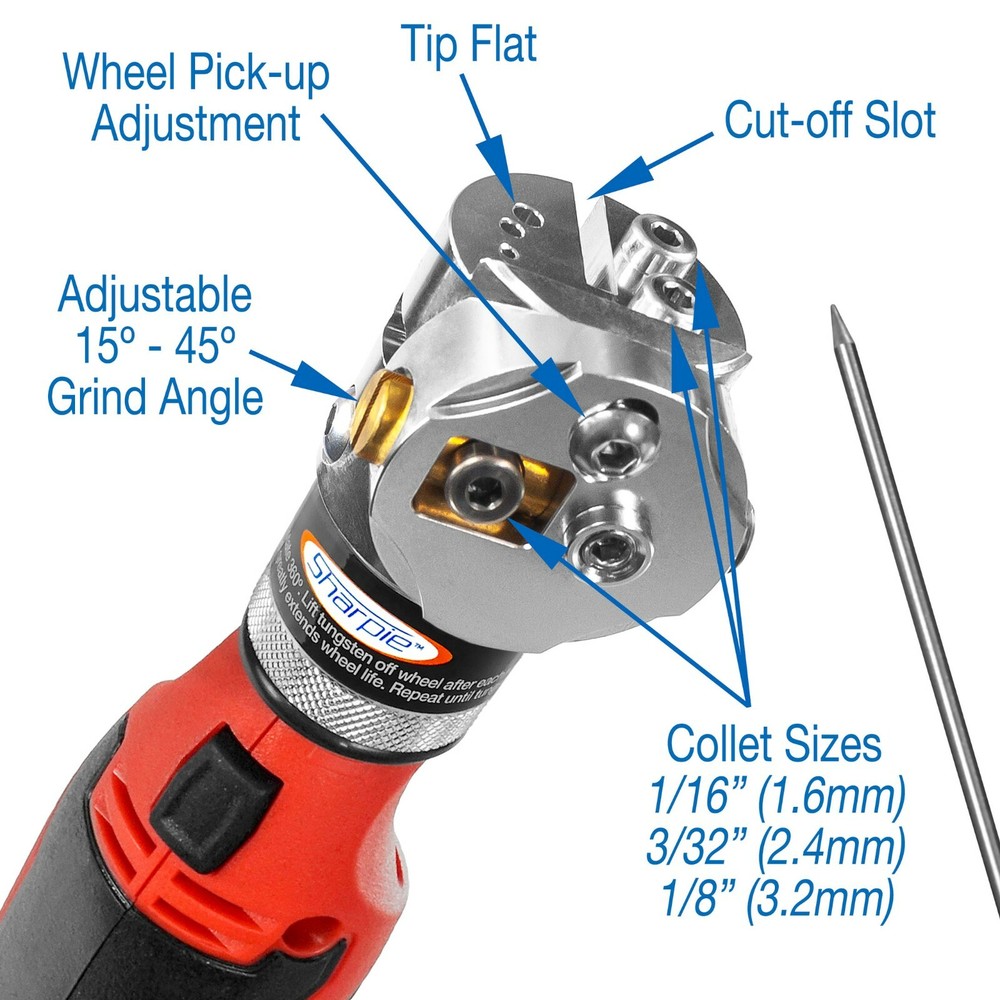 Cordless Sharpie DX™ Tungsten Grinder Adjustable 15°- 45°