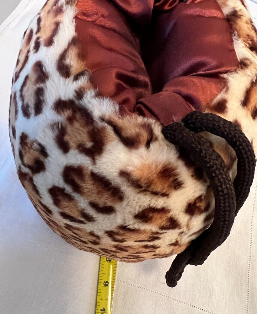 Vintage Muff Leopard Pattern Rabbit Hand Warmer Strap Fur