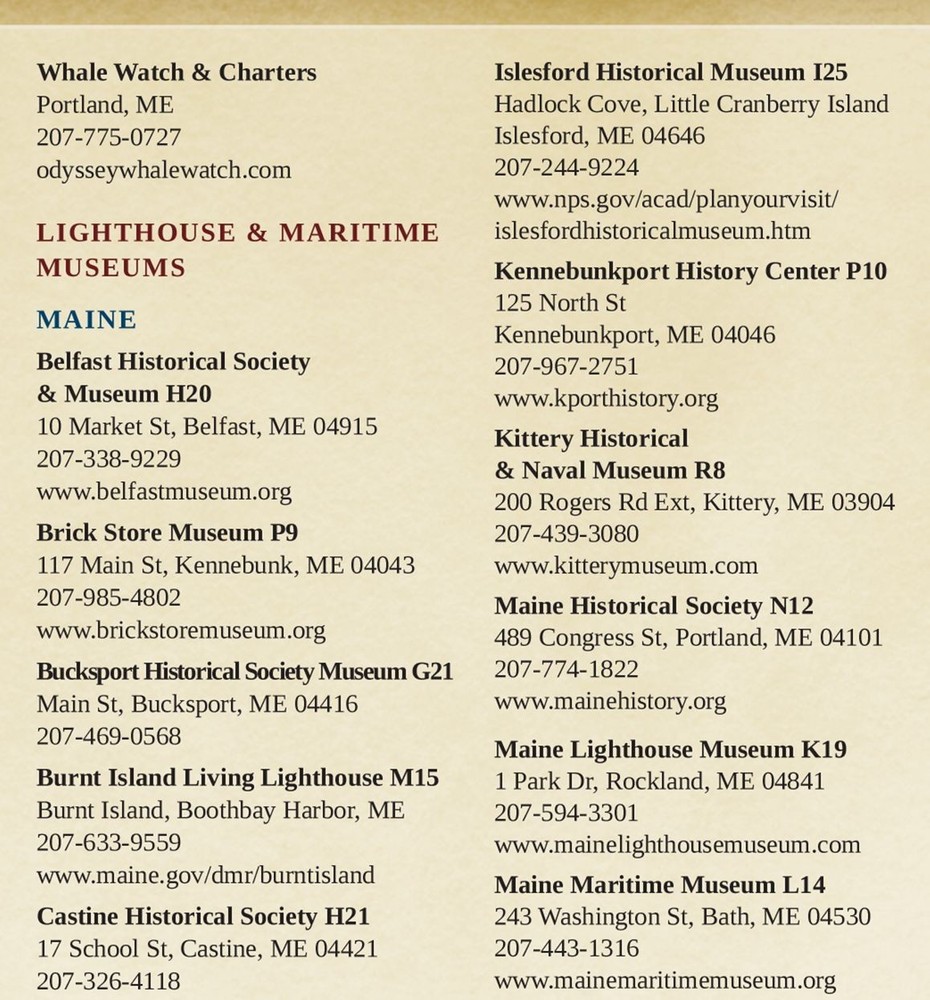 Maine Lighthouses Illustrated Map & Guide