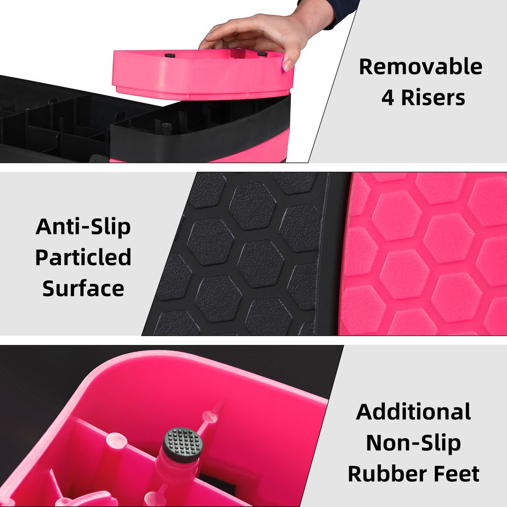 Fitness Compact Aerobic Step Platform 30'' Exercise Step with 4 Risers Pink