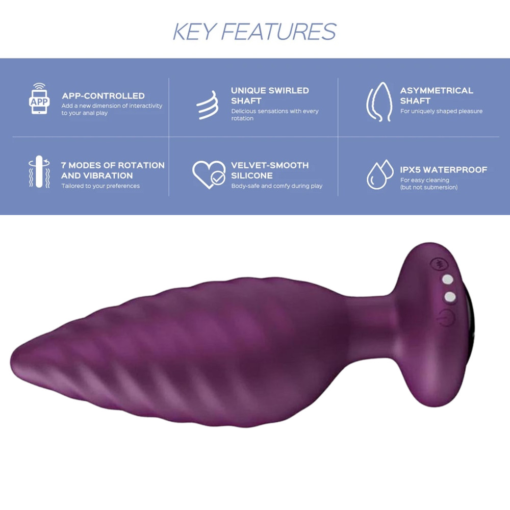 Silicone App Controlled Rotating Butt Plug Anal Probe Rechargeable Stimulator