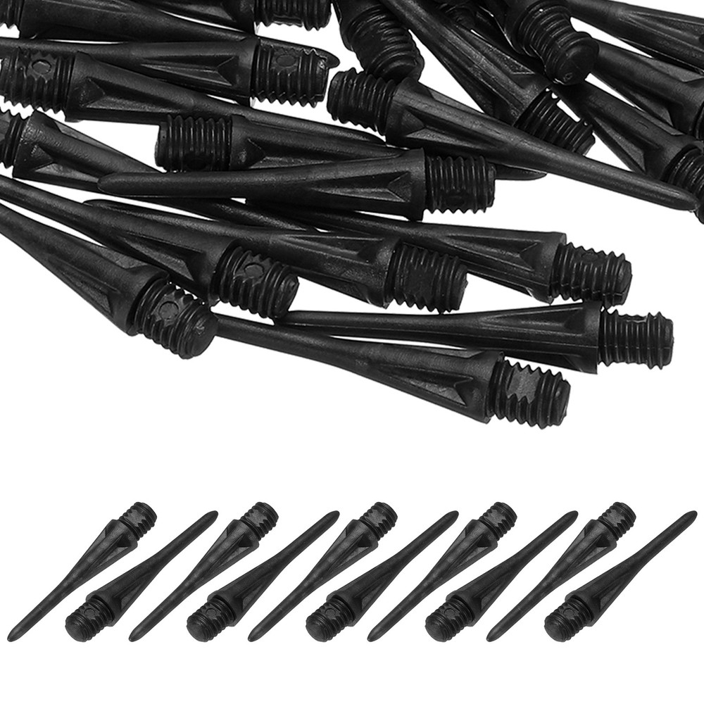 Plastic Dart Tips, 2BA Thread Soft Tip Dart Accessories 50 Pack & Black
