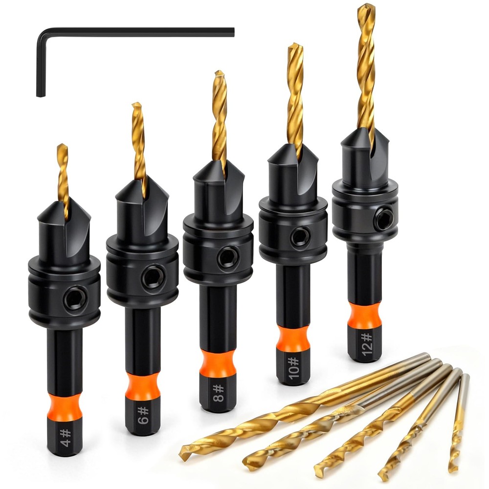 Lmutexyi Countersink Drill Bit Set, 11pcs Bits#4, #6, #8,...