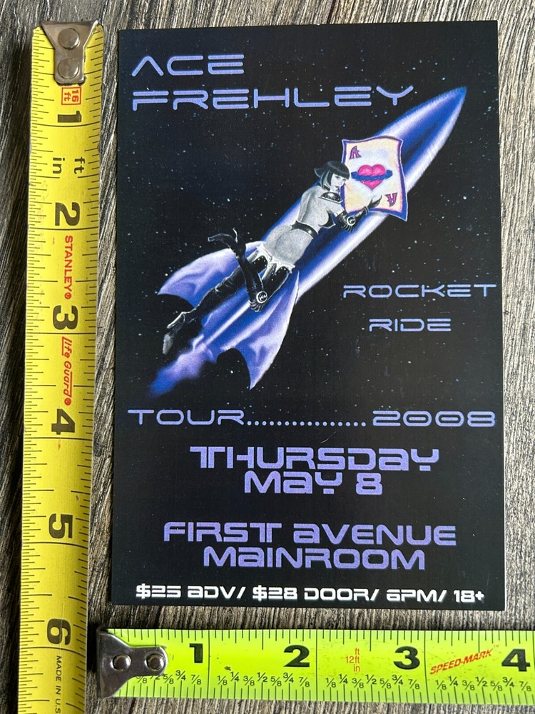 KISS Handbill Promo Ad Card ACE FREHLEY Rocket Ride Tour MN 2008 Vintage Kiss