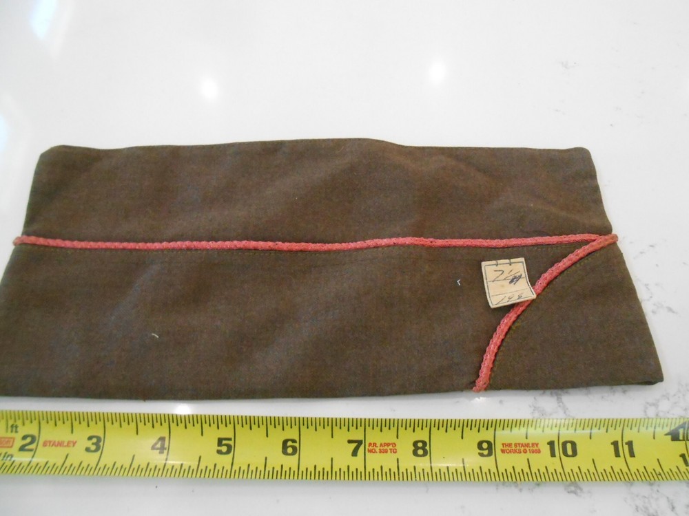 RARE ORIGINAL VINTAGE SIZE 7 1/4 ARMY GARRISON CAP HAT MILITARY ORANGE PIPING