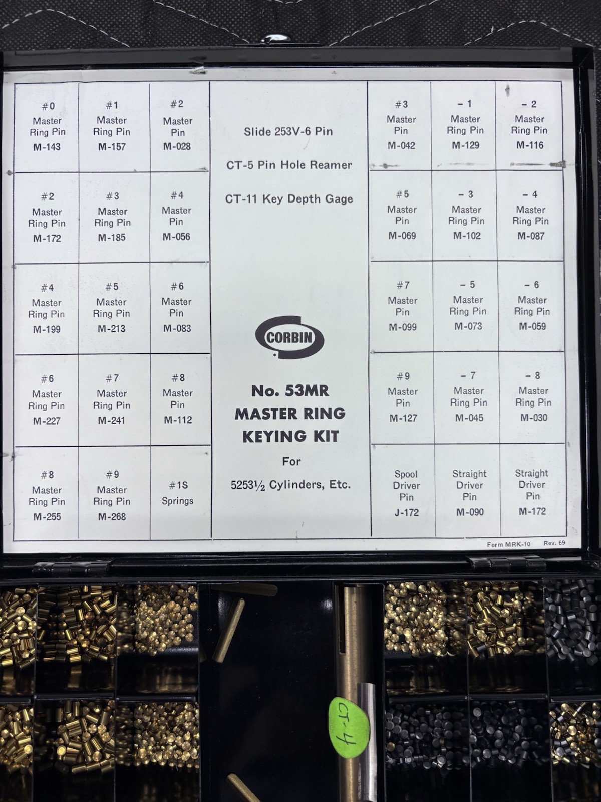 Vintage Corbin Master Keying Kit 53MR For 5253-1/2 Cylinders Rekeying