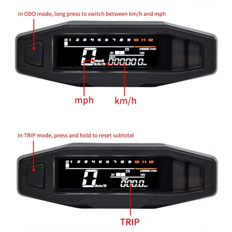 Inductive Speedometer Stroke Tachometer for Motorcycle Colored Display