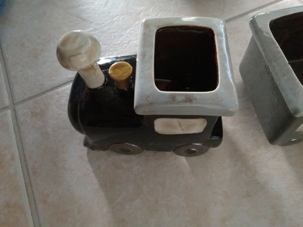Set Of Tree Ceramic Train Planters