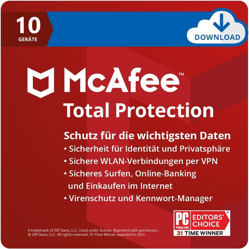 McAfee Total Protection 2026 10 Devices 1 Year | FULL VERSION / Upgrade | Antivirus