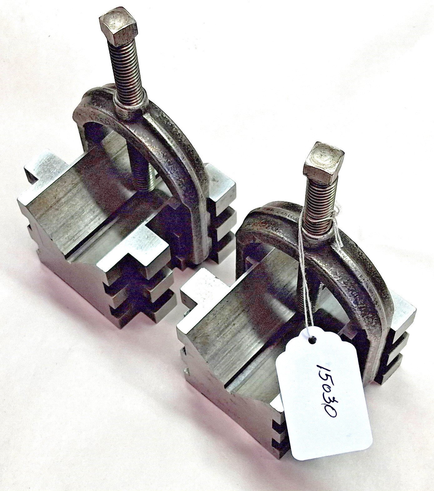 Machinists Set of (2) Brown & Sharpe No.750-B V Blocks w/ Clamps, USA
