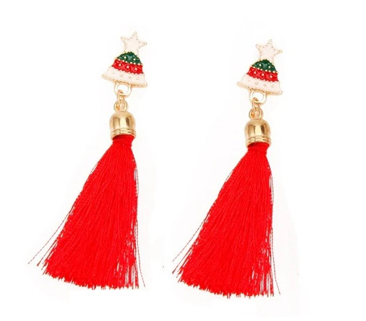 Red tassel earring