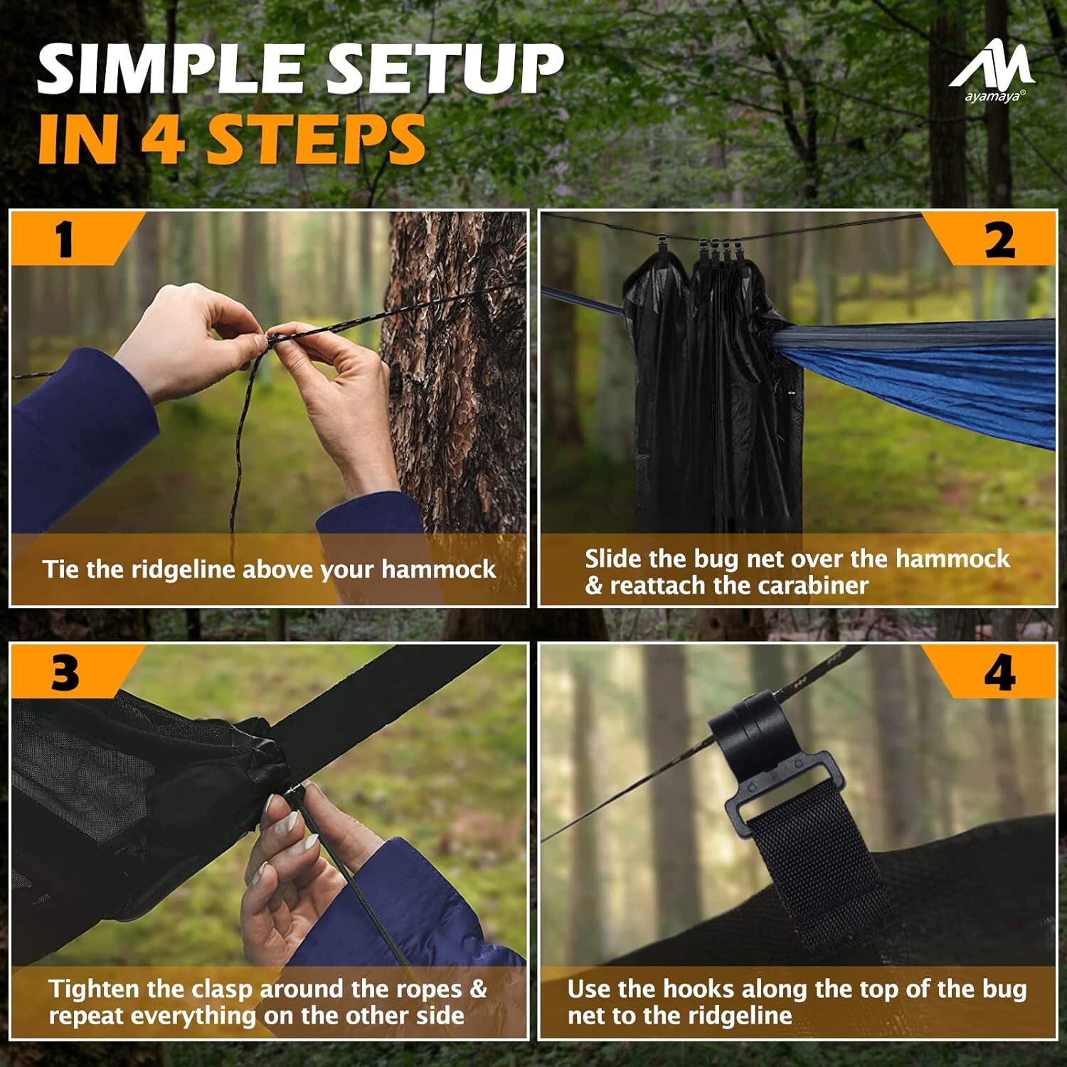 Hammock Bug Mosquito Net Portable Lightweight Netting Mesh Cover Double Zipper