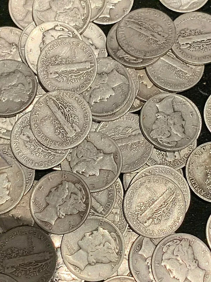 Mercury Dime Full Roll - 50 Coins - 90% Silver - CHOOSE HOW MANY ROLLS!