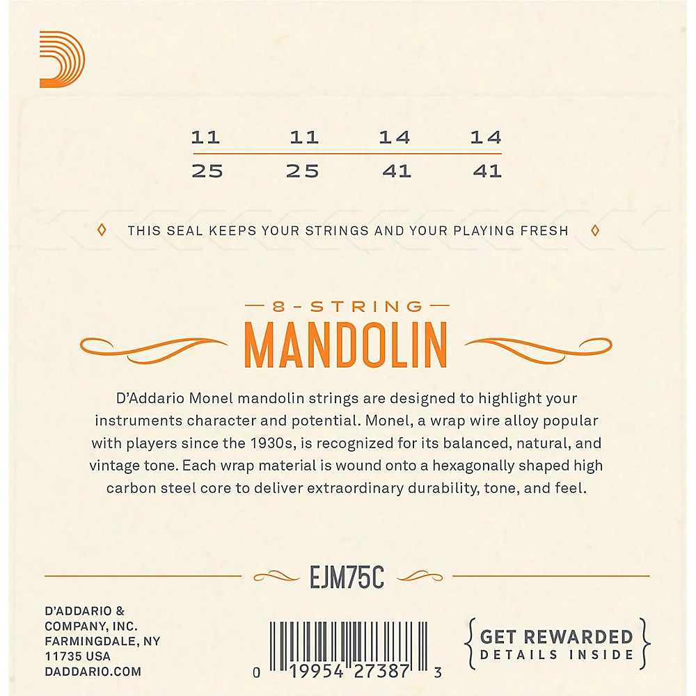 D'Addario Monel Mandolin Strings Medium Plus
