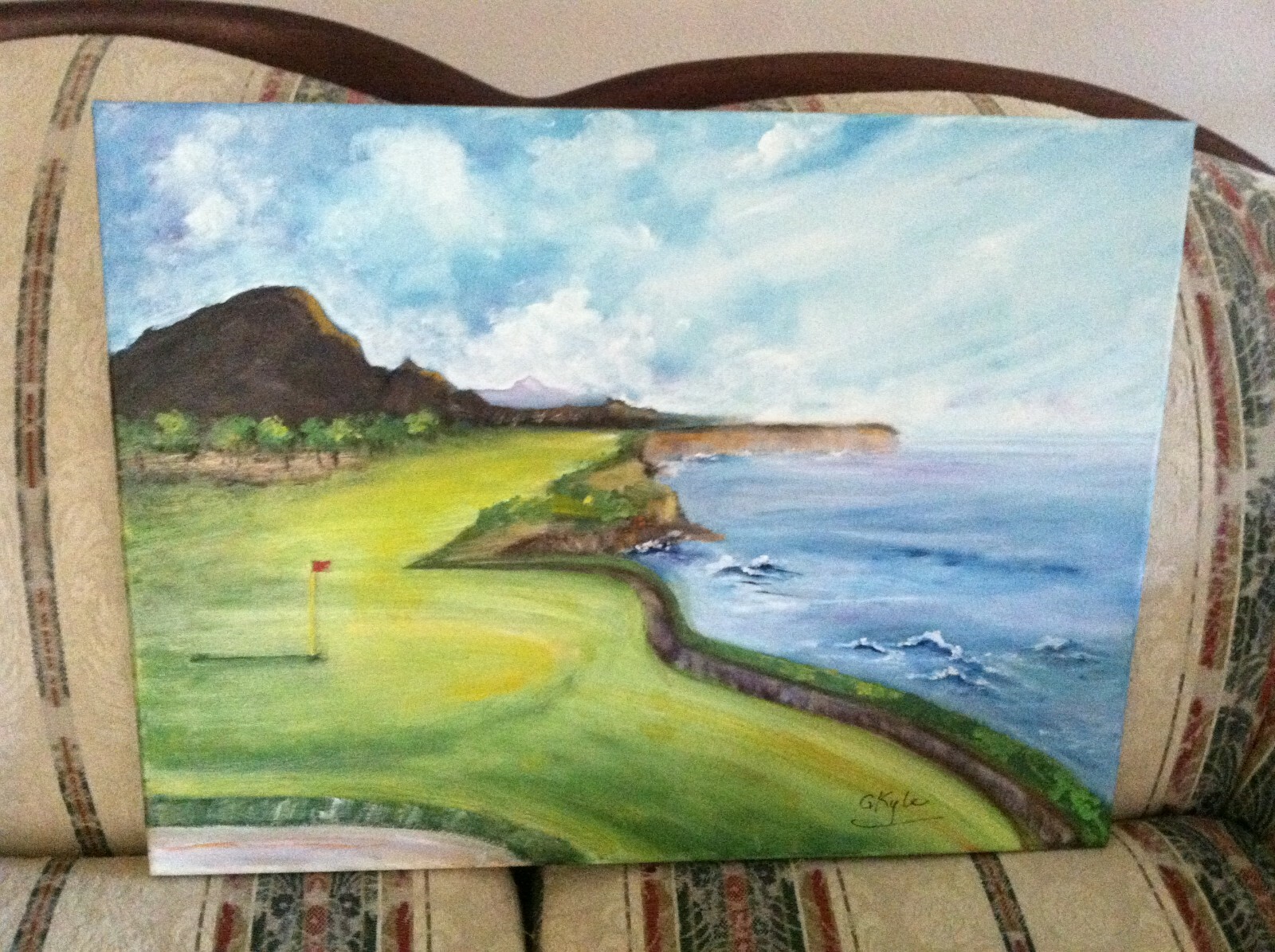 Kauai Golf Oil Painting Hawaii Original Art 18 x 24" Great Gift for Golfers!